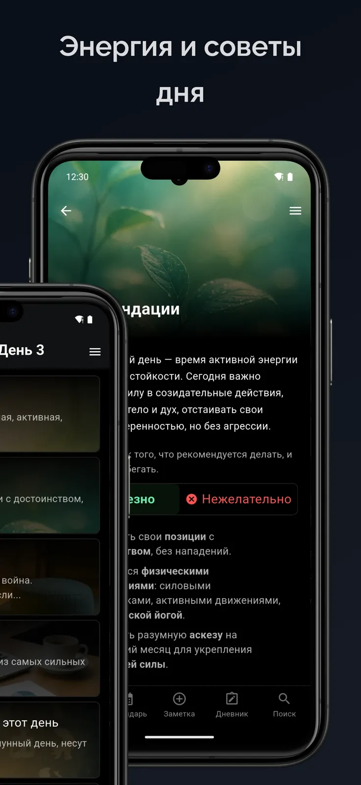 Экран LunaLife с объяснением смысла и практического значения лунного дня